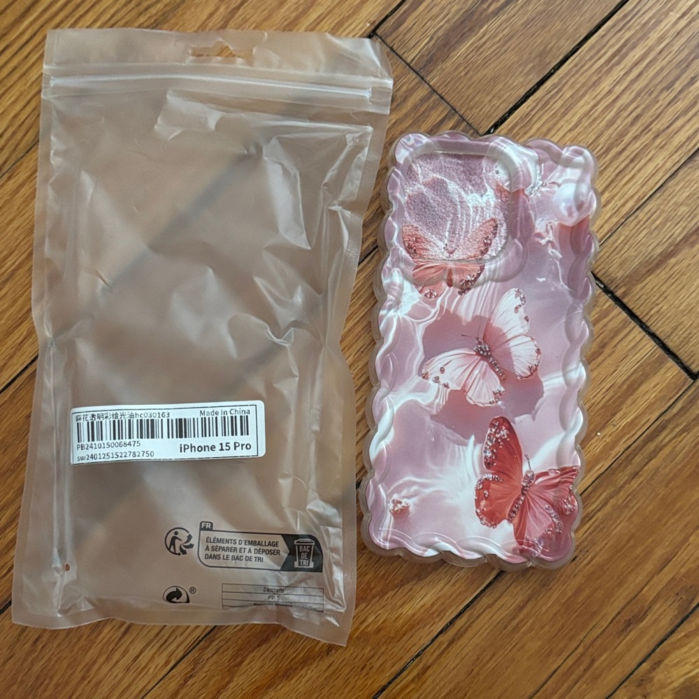 Pink Butterfly iPhone 15 Pro Case